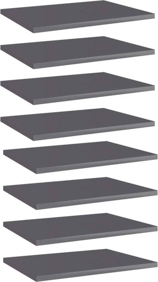 VidaXL Wandschappen 8 st 40x30x1 5 cm bewerkt hout hoogglans grijs