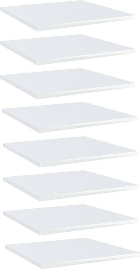 VidaXL Wandschappen 8 st 40x40x1 5 cm bewerkt hout hoogglans wit