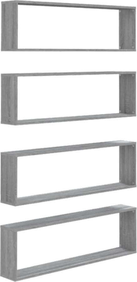 VidaXL -Wandschappen-kubus-4-st-100x15x30-cm-bewerkt-hout-grijs-sonoma