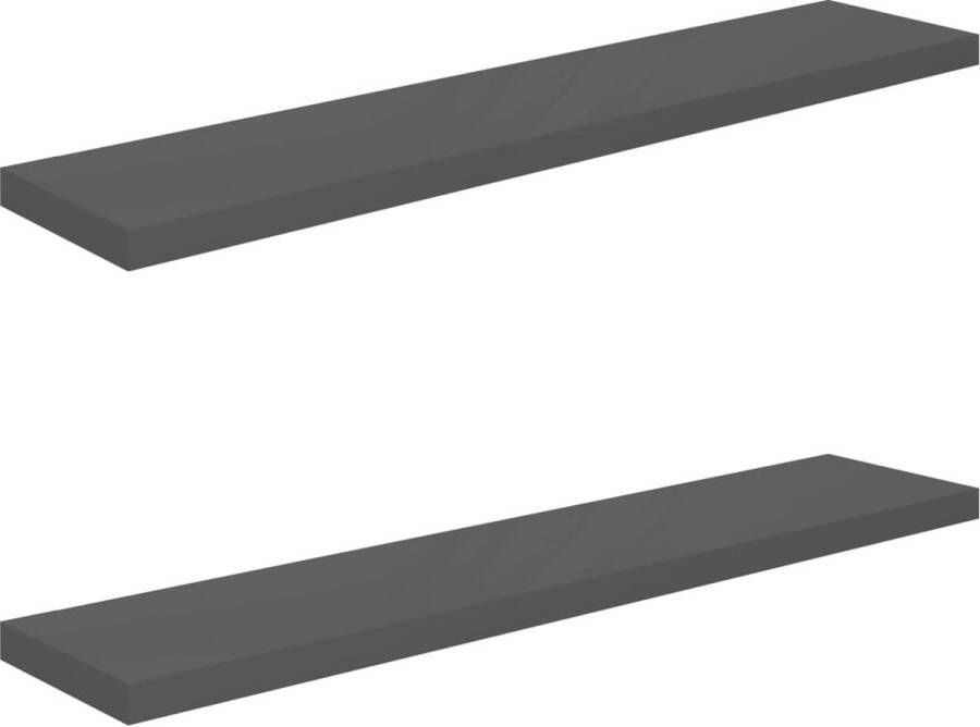 VidaXL -Wandschappen-zwevend-2-st-120x23 5x3 8-cm-MDF-hoogglans-grijs