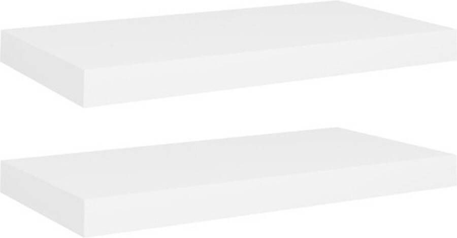 VidaXL -Wandschappen-zwevend-2-st-50x23x3 8-cm-MDF-wit