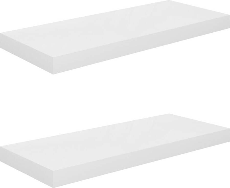 VidaXL -Wandschappen-zwevend-2-st-60x23 5x3 8-cm-MDF-hoogglans-wit
