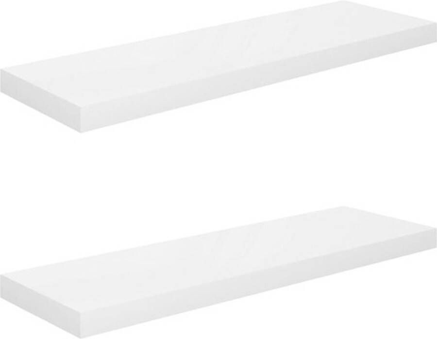 VidaXL -Wandschappen-zwevend-2-st-80x23 5x3 8-cm-MDF-hoogglans-wit