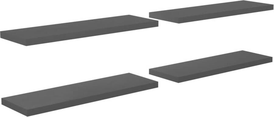 VidaXL -Wandschappen-zwevend-4-st-120x23 5x3 8-cm-MDF-hoogglans-grijs