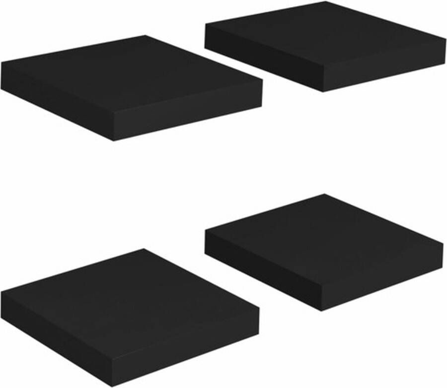 VidaXL -Wandschappen-zwevend-4-st-23x23 5x3 8-cm-MDF-zwart