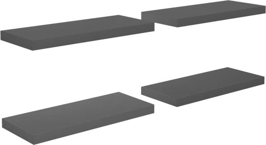 VidaXL -Wandschappen-zwevend-4-st-60x23 5x3 8-cm-MDF-hoogglans-grijs