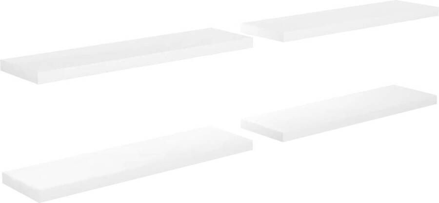 VidaXL -Wandschappen-zwevend-4-st-90x23 5x3 8-cm-MDF-hoogglans-wit