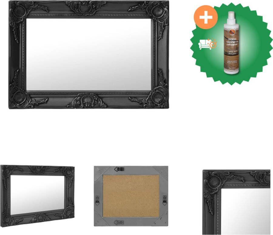 VidaXL Wandspiegel Barok 60 x 40 cm Zwart Spiegel Inclusief Houtreiniger en verfrisser
