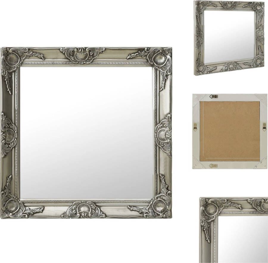 VidaXL Wandspiegel Barok 60 x 60 cm Zilver Spiegel