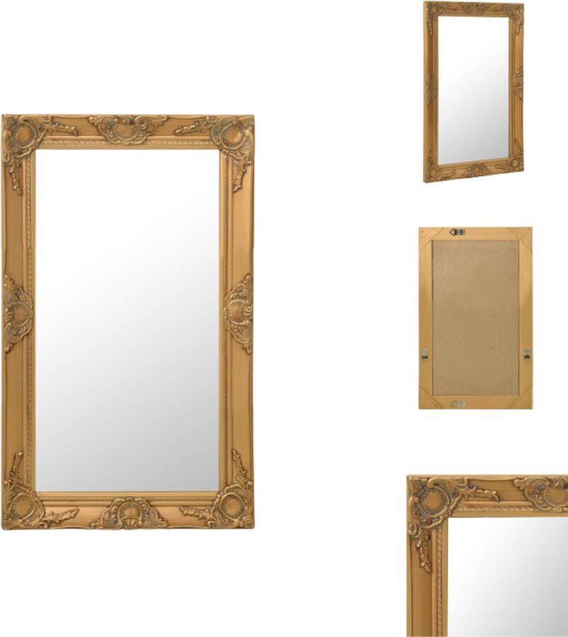 VidaXL Wandspiegel Barok Goud 50 x 80 cm Antieke Uitstraling Houten Frame Spiegel