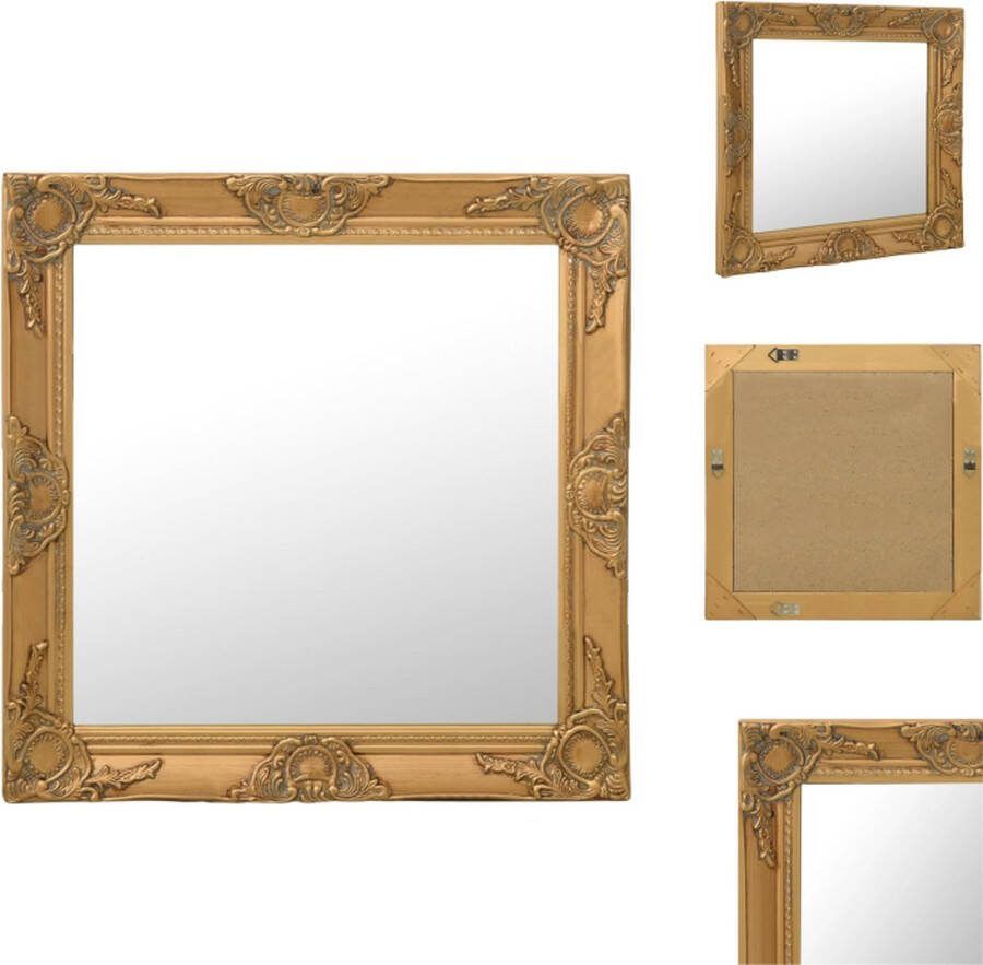 VidaXL Wandspiegel Barok Goud 60x60cm Met Haken Spiegel