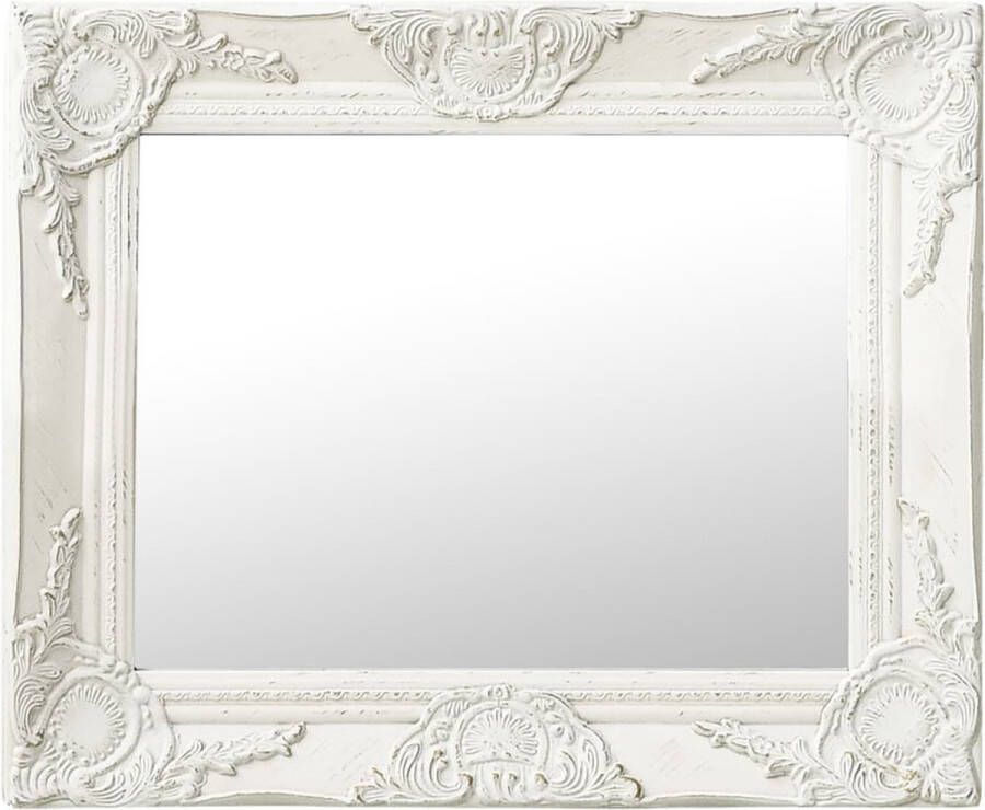 VidaXL Wandspiegel barok stijl 50x40 cm wit VDXL_320308