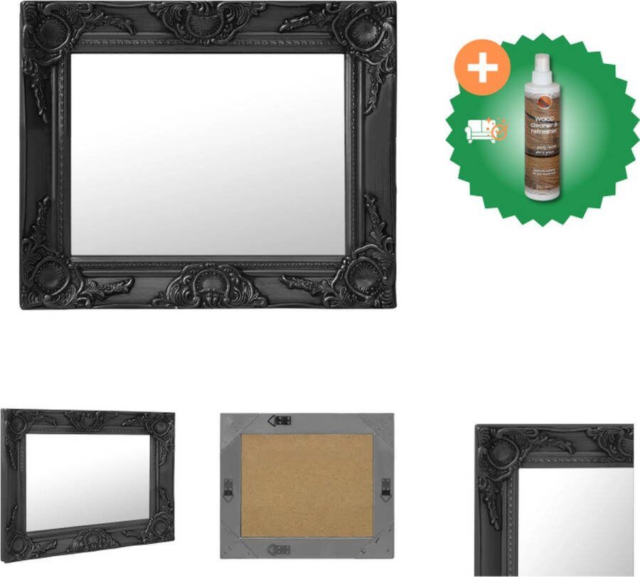 VidaXL -Wandspiegel-barok-stijl-50x40-cm-zwart Spiegel Inclusief Houtreiniger en verfrisser