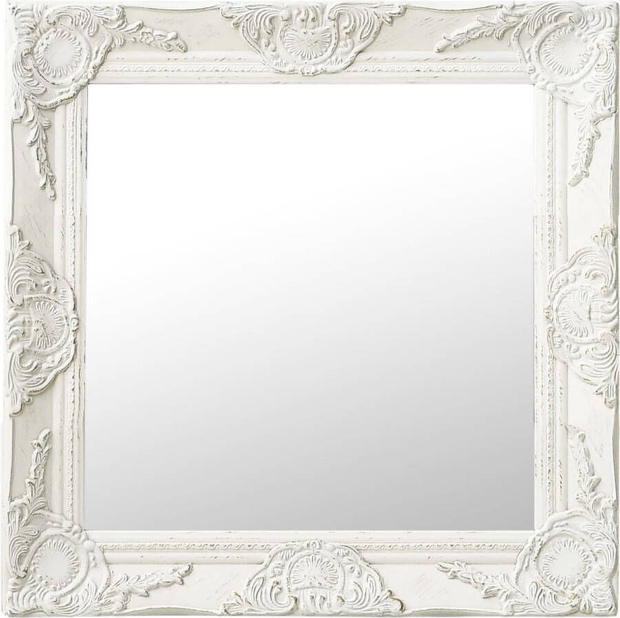 VidaXL -Wandspiegel-barok-stijl-50x50-cm-wit