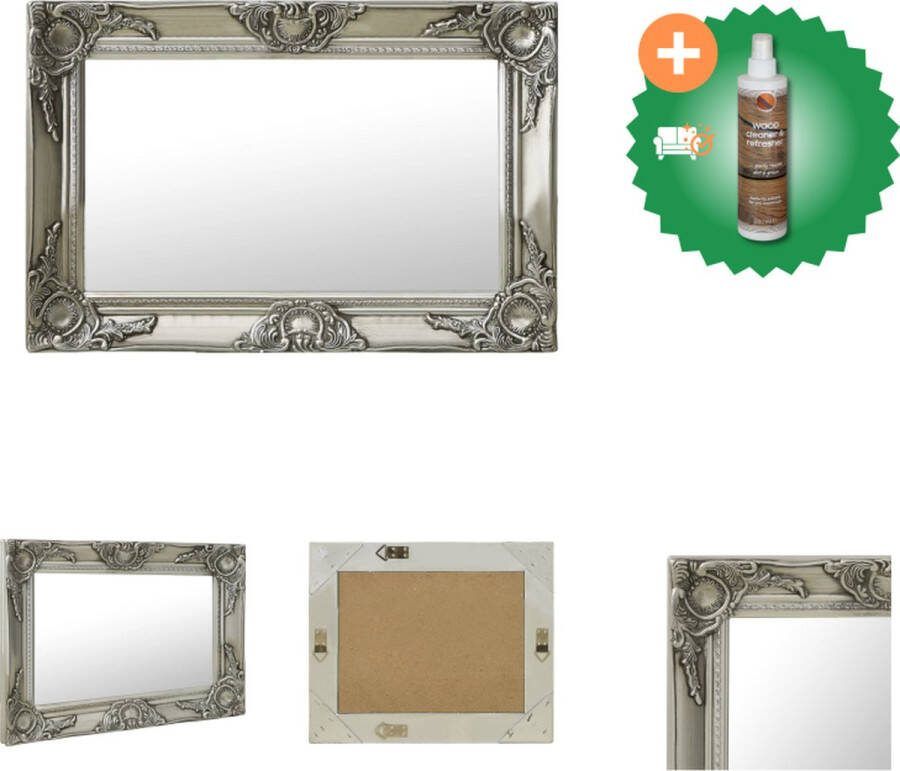 VidaXL Wandspiegel barok stijl 60x40 cm zilverkleurig Spiegel Inclusief Houtreiniger en verfrisser