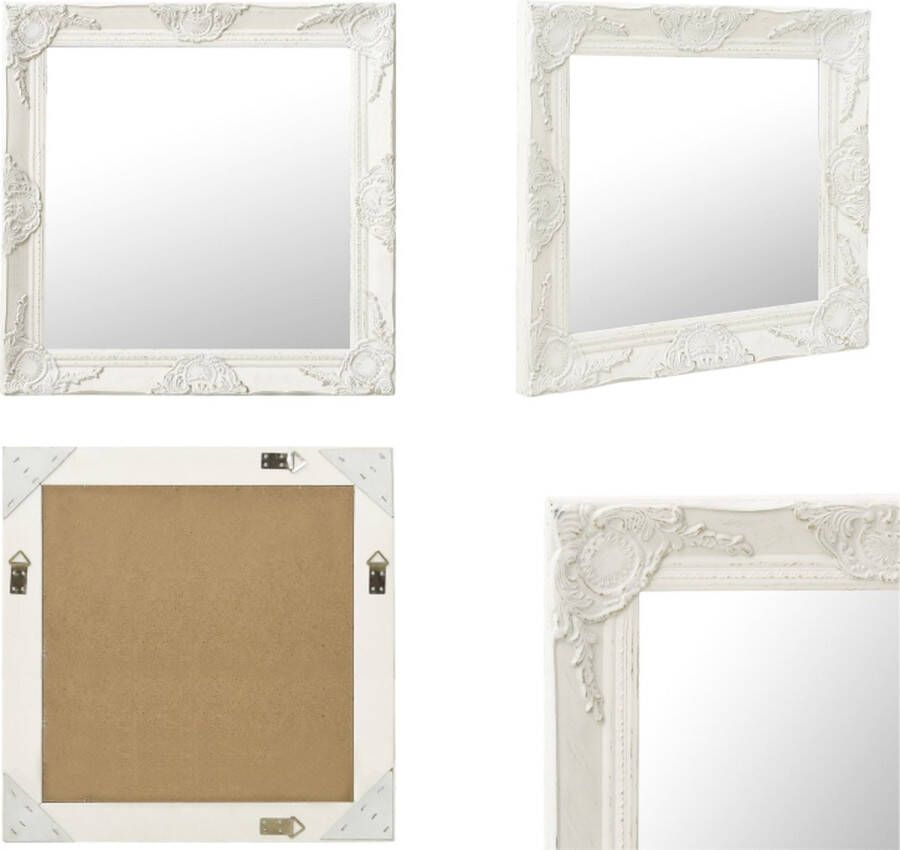 VidaXL Wandspiegel barok stijl 60x60 cm wit Wandspiegel Wandspiegels Spiegel Badkamerspiegel