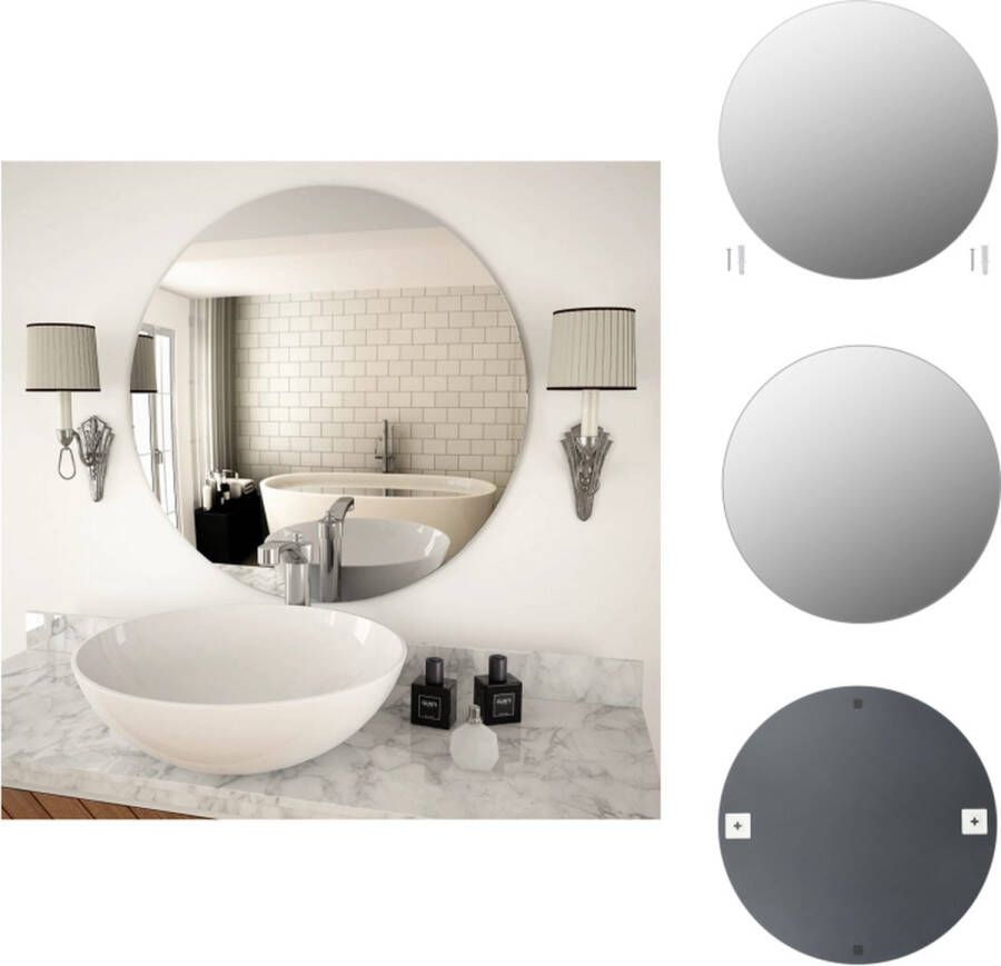 VidaXL Wandspiegel Glas 70cm Helder geslepen rand Inclusief ophangaccessoires Spiegel