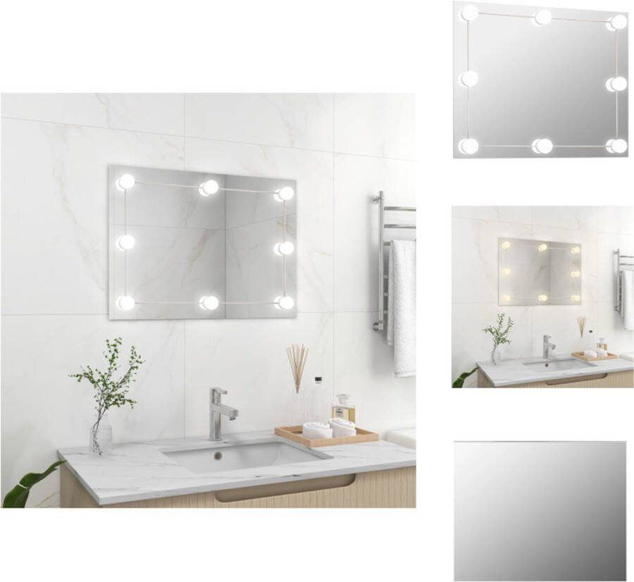 VidaXL Wandspiegel LED 70x50 cm Zilver 3.000K 6.000K Spiegel