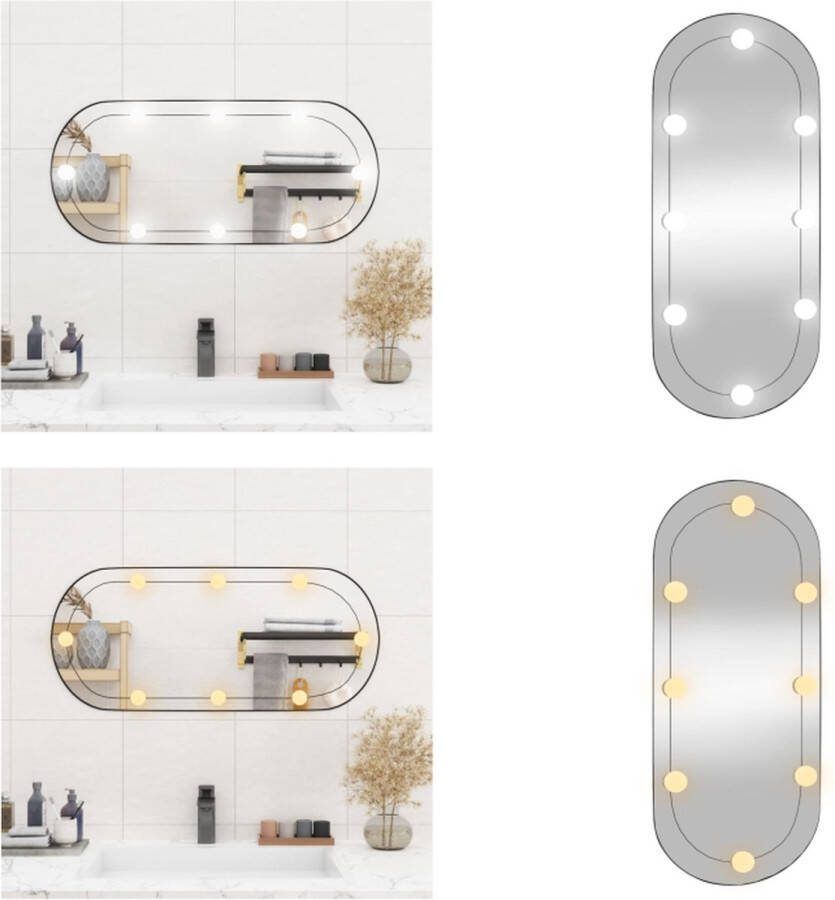 VidaXL Wandspiegel met LED's ovaal 35x80 cm glas Wandspiegel Met LED-verlichting Wandspiegels Met LED-verlichting Wandspiegel Make-upspiegel