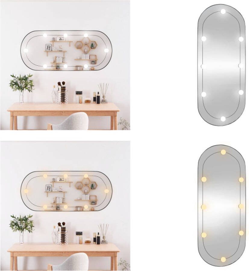 VidaXL Wandspiegel met LED's ovaal 40x90 cm glas Wandspiegel Met LED-verlichting Wandspiegels Met LED-verlichting Wandspiegel Make-upspiegel