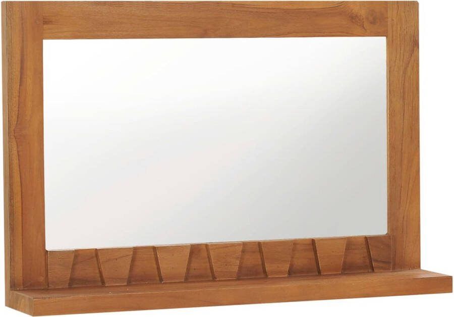 VidaXL Wandspiegel met plank 60x12x40 cm massief teakhout