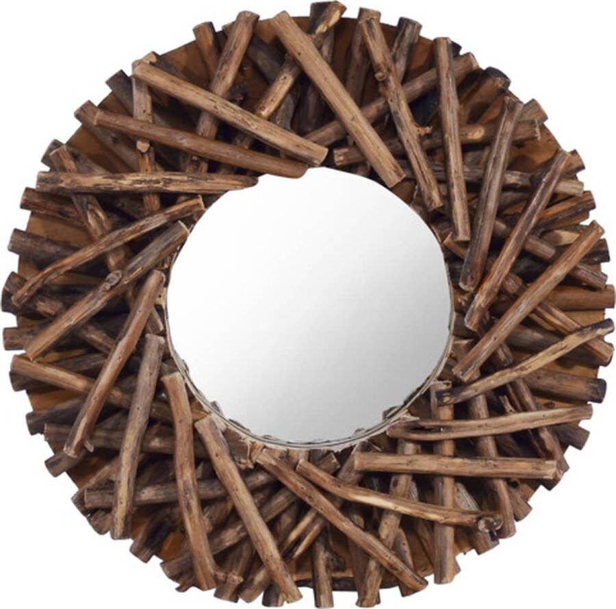 VidaXL -Wandspiegel-rond-40-cm-teakhout