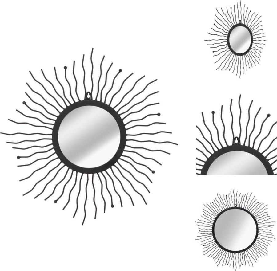 VidaXL wandspiegel Sunburst Zwart 60 cm diameter Spiegel