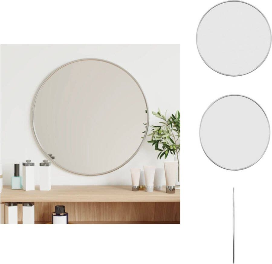 VidaXL Wandspiegel Zilver 40 cm Diameter Glas en PVC Spiegel