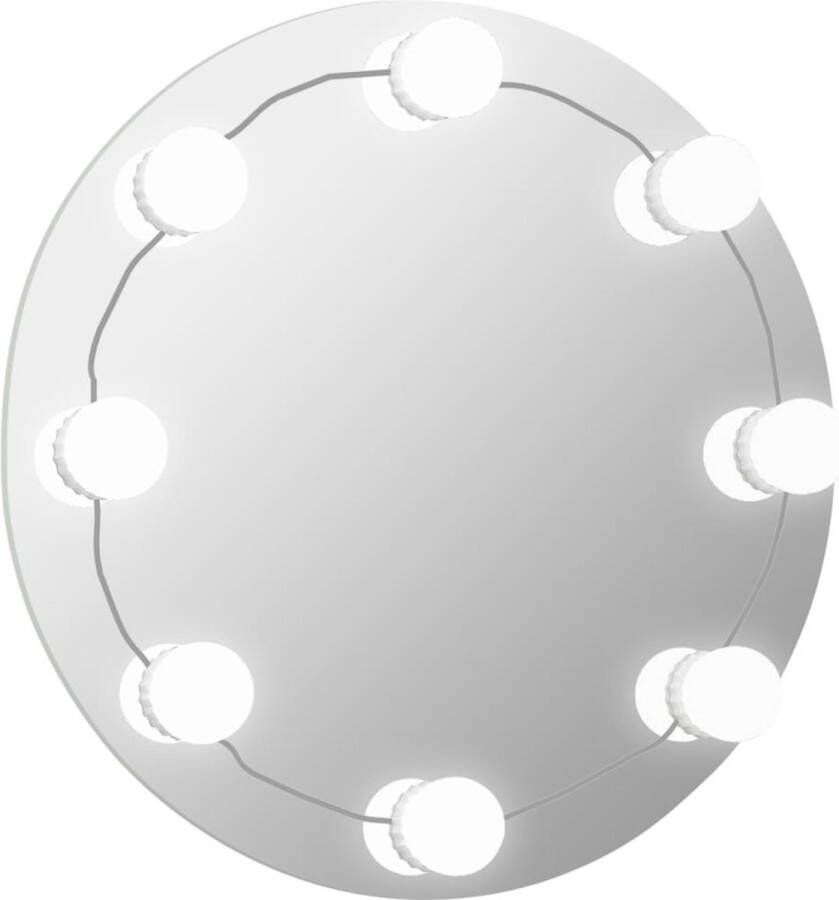 VidaXL -Wandspiegel-zonder-lijst-met-LED-lampen-rond-glas