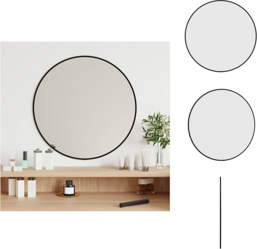 VidaXL Wandspiegel Zwart 50 cm Diameter Duurzaam Glas en PVC Minimalistische Esthetiek Spiegel