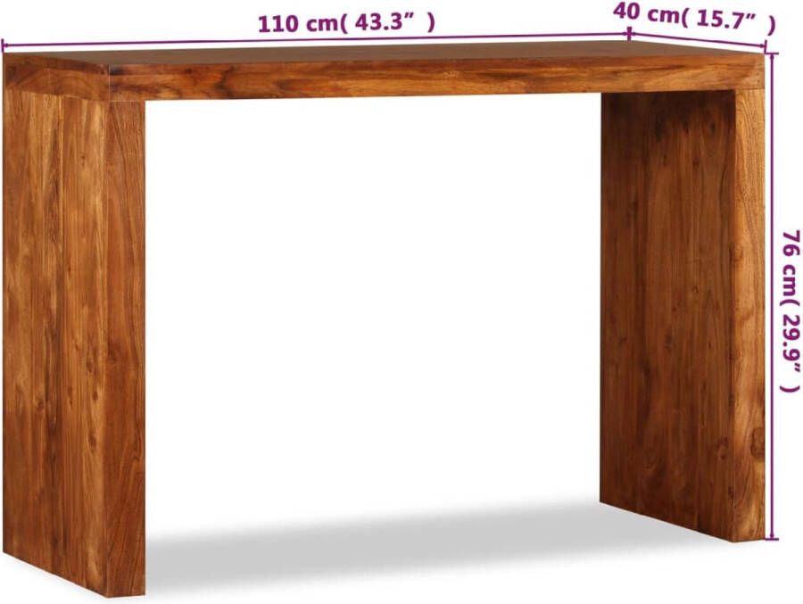 VidaXL Wandtafel 110x40x76 cm massief hout met sheesham afwerking VDXL_244671