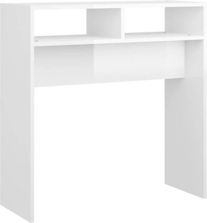 VidaXL -Wandtafel-78x30x80-cm-spaanplaat-hoogglans-wit