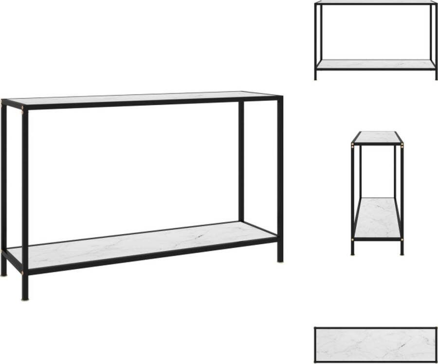 VidaXL Wandtafel Bijzettafel 120 x 35 x 75 cm Gehard glas en gepoedercoat staal Met marmeren textuur Montage vereist Tafel