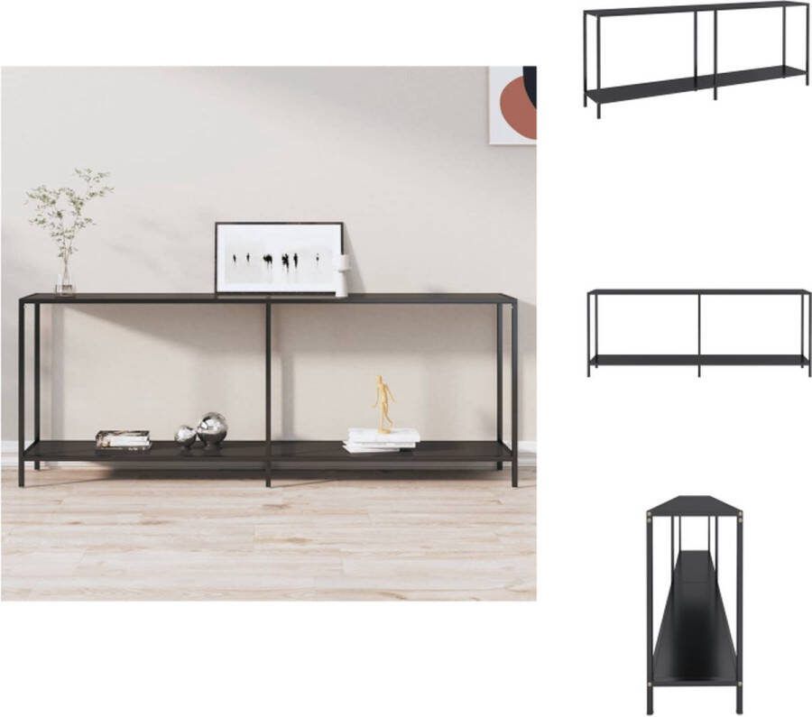VidaXL Wandtafel Bijzettafels 200 x 35 x 75.5 cm Zwart gehard glas en gepoedercoat staal Tafel