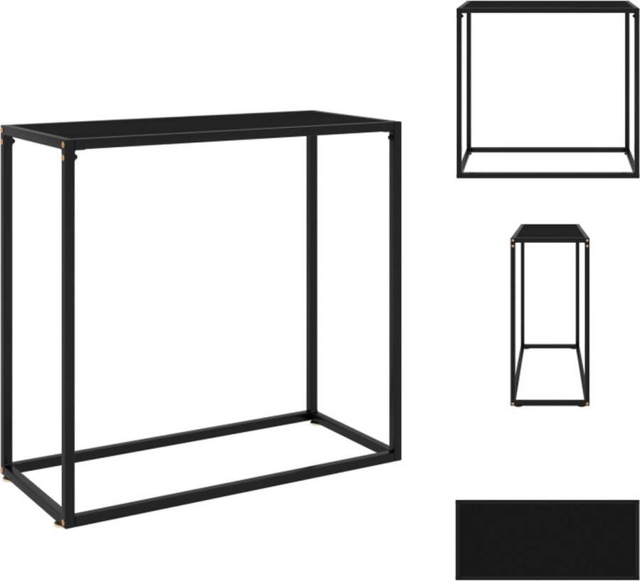 VidaXL Wandtafel Modern Zwart 80 x 35 x 75 cm Gehard Glas en Staal Tafel