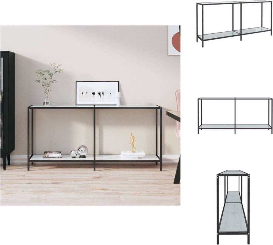 VidaXL Wandtafel niet vermeld Bijzettafel 160 x 35 x 75.5 cm Wit Gehard glas en gepoedercoat staal Tafel