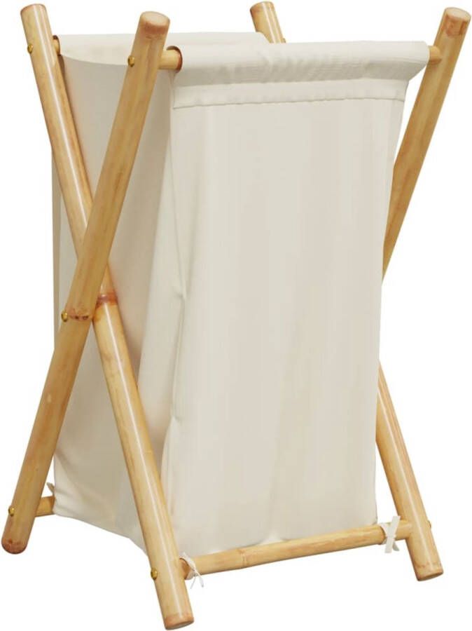 VidaXL Wasmand 41 5x36x63 5 cm bamboe crèmewit