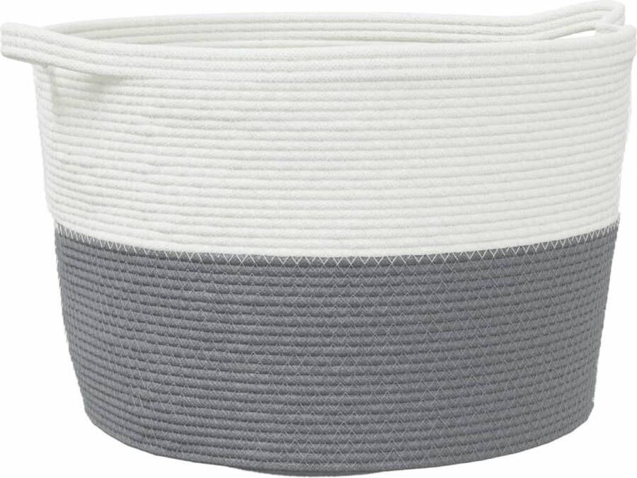 VidaXL -Wasmand-Ø-60x36-cm-katoen-grijs-en-wit