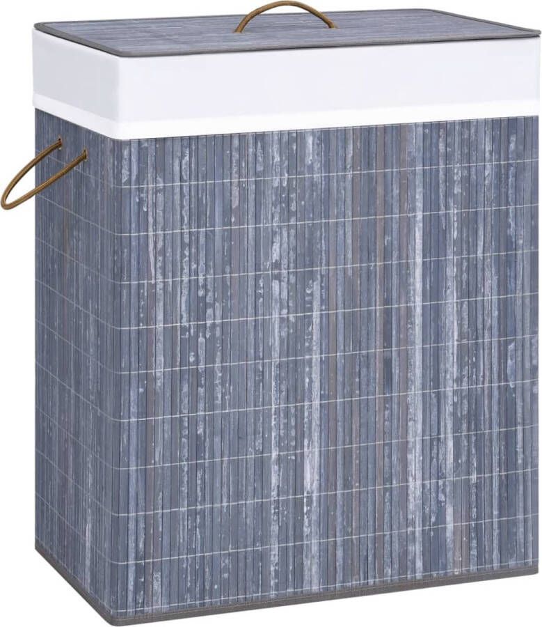 VidaXL -Wasmand-met-2-vakken-100-L-bamboe-grijs
