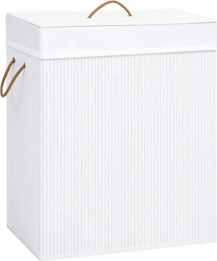VidaXL -Wasmand-met-2-vakken-100-L-bamboe-wit