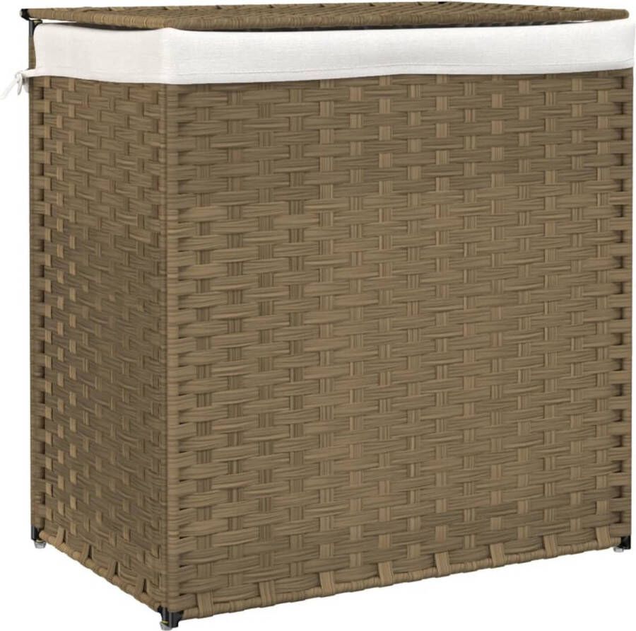 VidaXL -Wasmand-met-2-vakken-53x35x57-cm-poly-rattan