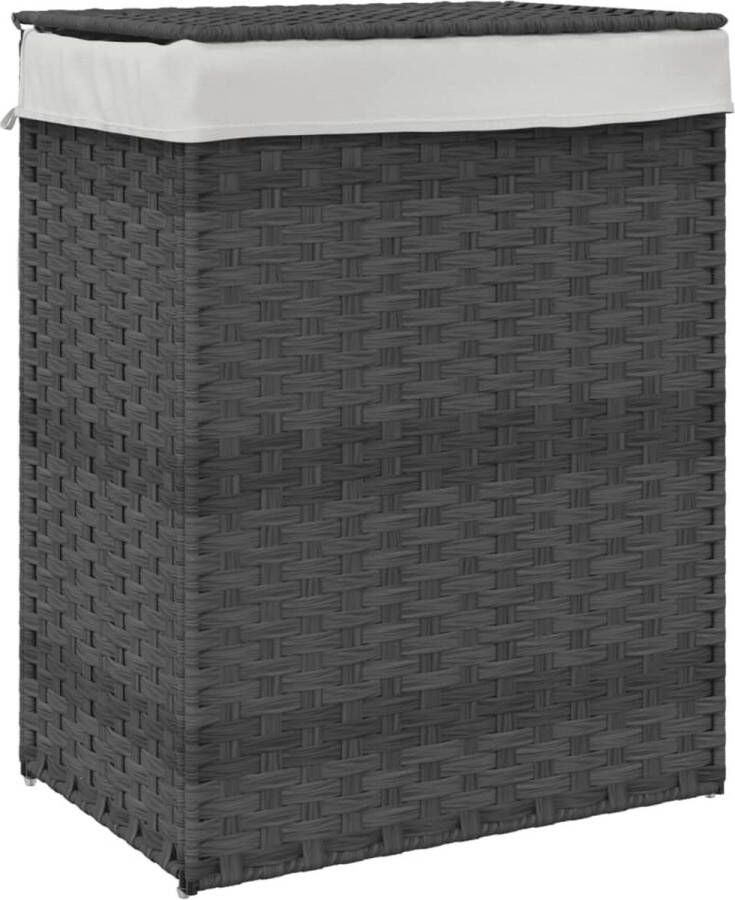 VidaXL -Wasmand-met-deksel-46x33x60-cm-poly-rattan-grijs