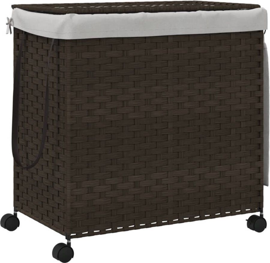 VidaXL -Wasmand-op-wielen-60x35x60 5-cm-rattan-donkerbruin