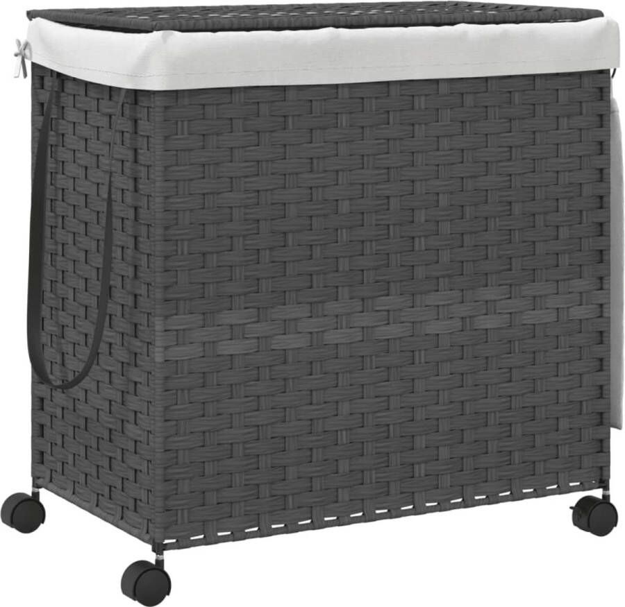 VidaXL -Wasmand-op-wielen-60x35x60 5-cm-rattan-grijs