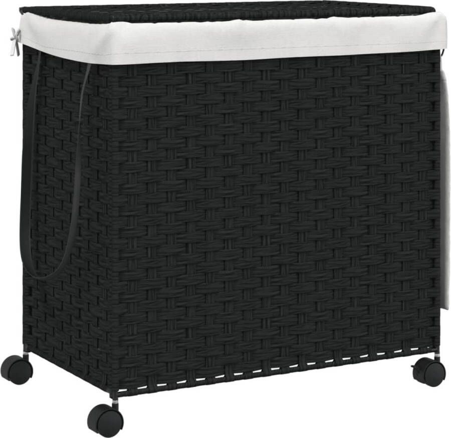 VidaXL -Wasmand-op-wielen-60x35x60 5-cm-rattan-zwart