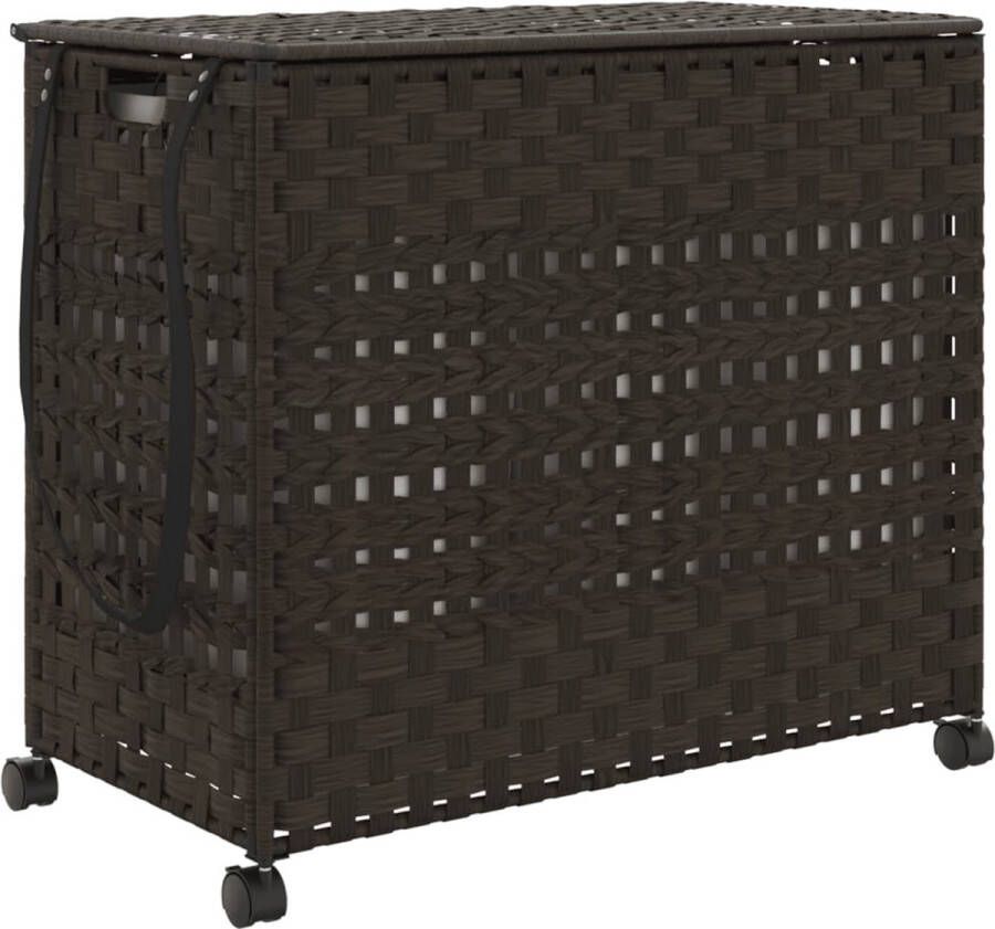 VidaXL -Wasmand-op-wielen-66x35x60-cm-rattan-donkerbruin