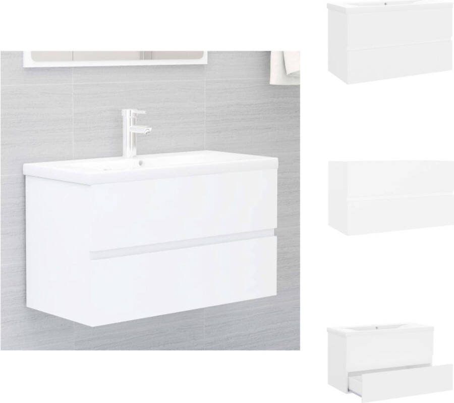 VidaXL Wastafelkast 80 x 38.5 x 45 cm Wit Badkamerkast