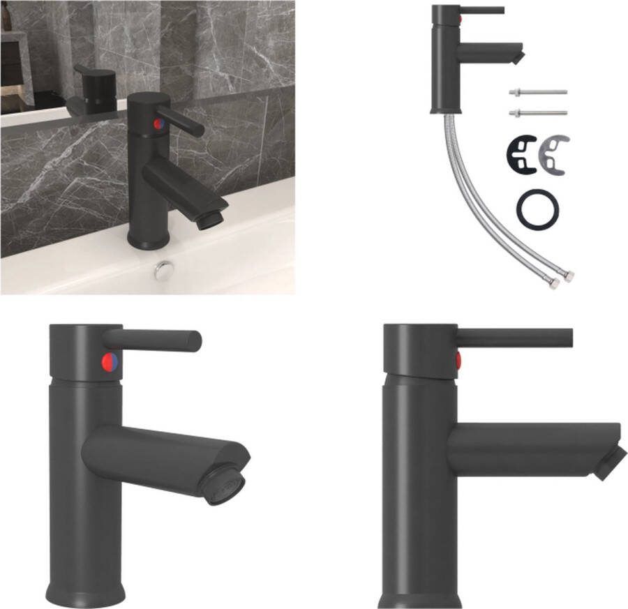 VidaXL Wastafelkraan 130x176 mm grijs Wastafelkraan Wastafelkranen Kraan Kranen