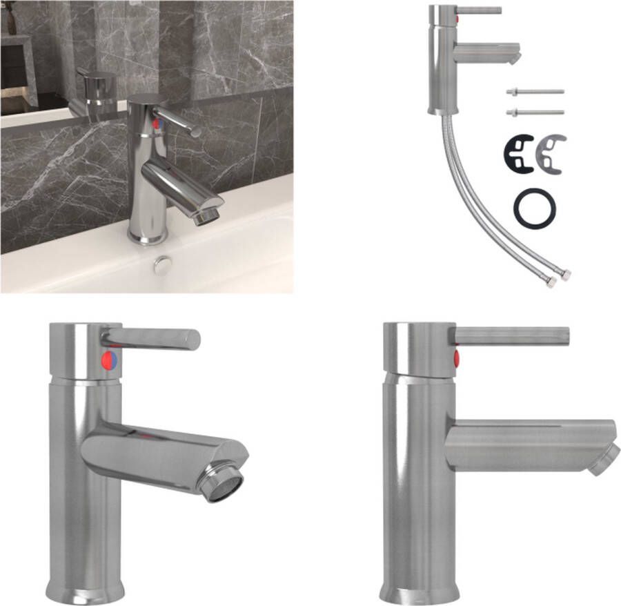 VidaXL Wastafelkraan 130x176 mm zilverkleurig Wastafelkraan Wastafelkranen Kraan Kranen