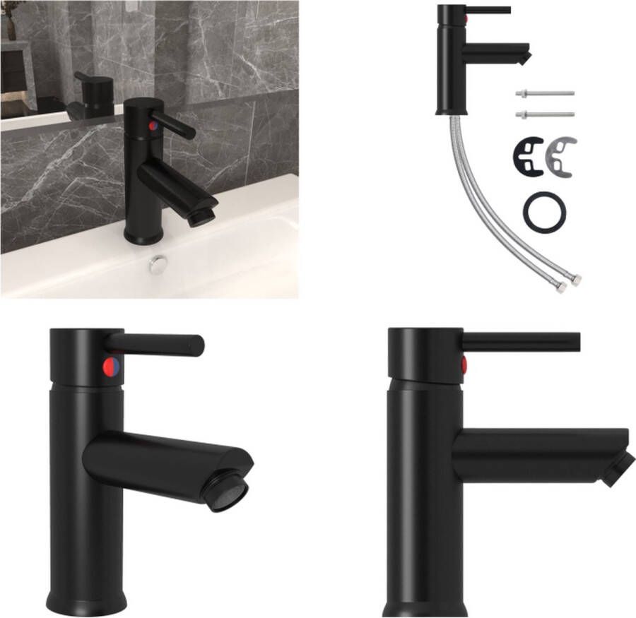 VidaXL Wastafelkraan 130x176 mm zwart Wastafelkraan Wastafelkranen Kraan Kranen